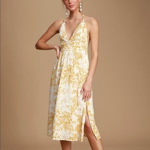 O’Neill Andre Yellow Floral Print Halter Dress
